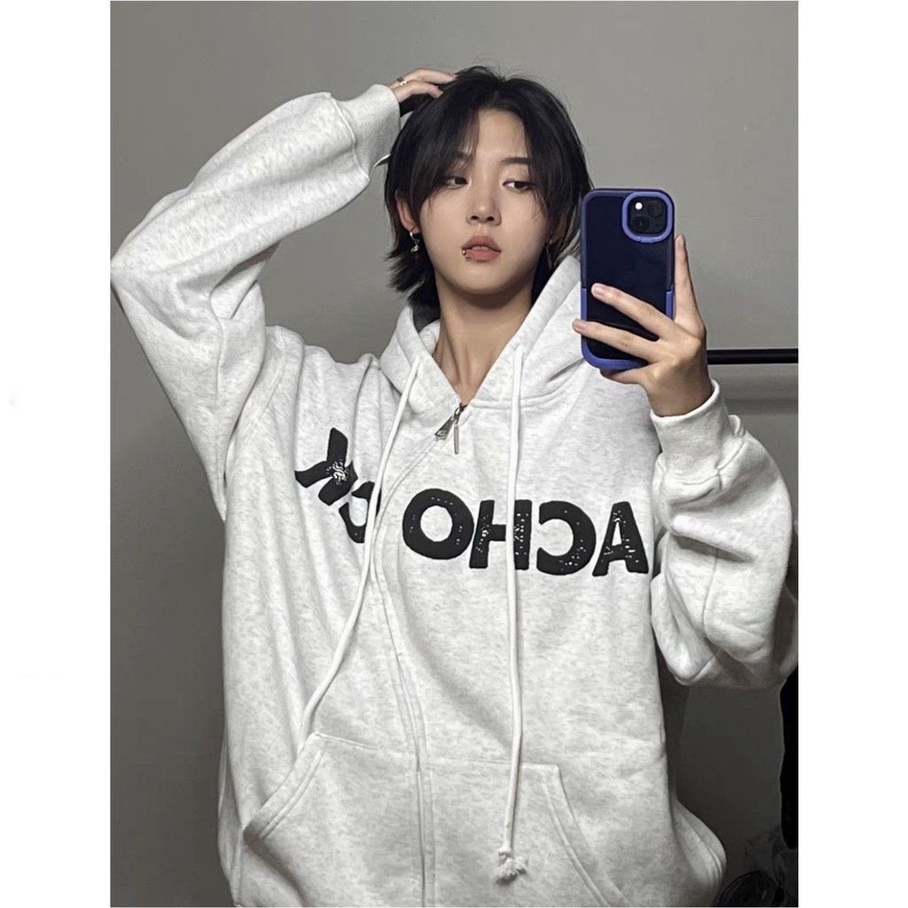 Áo Khoác Hoodie Có Khóa Kéo In Họa Tiết Xốp Phong Cách Harajuku Mới Cho Nữ