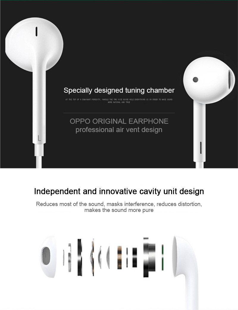 Fit for OPPO R9s R11 Headphones Universal 3.5mm MH135 In-ear Stereo Headset Earphones