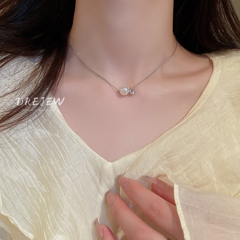 DREJEW Dây chuyền mặt ngọc trai thời trang dành cho nữ