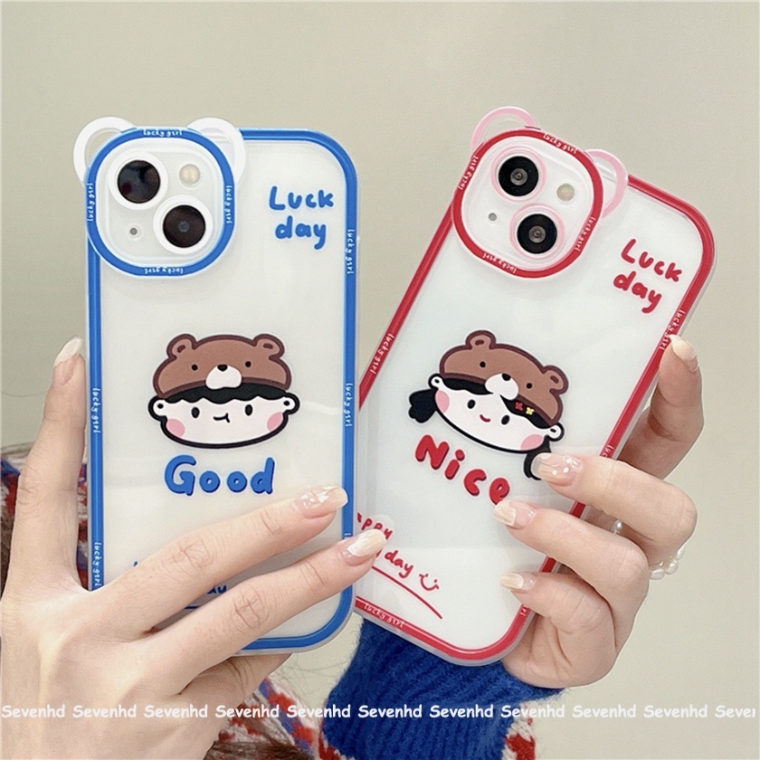 Ốp Điện Thoại Mềm Họa Tiết Tai Gấu Hoạt Hình Cho iPhone 14 13 12 11 Pro Max Xs Max Xr X 6 6s Plus