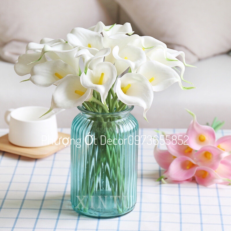 Hoa Calla Lily giả hoa Rum PU mini cao su cao cấp- Hoa Chi Vân Môn giả trang trí