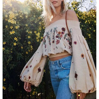 Áo croptop trễ vai thêu hàng loại 1 - b6.62