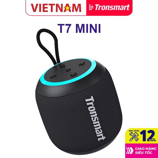 Loa Bluetooth 5.3 Tronsmart T7 mini Công suất 15W, Chống nước IPX7, Dải đèn led âm thanh trầm cân bằng- Hàng chính Hang