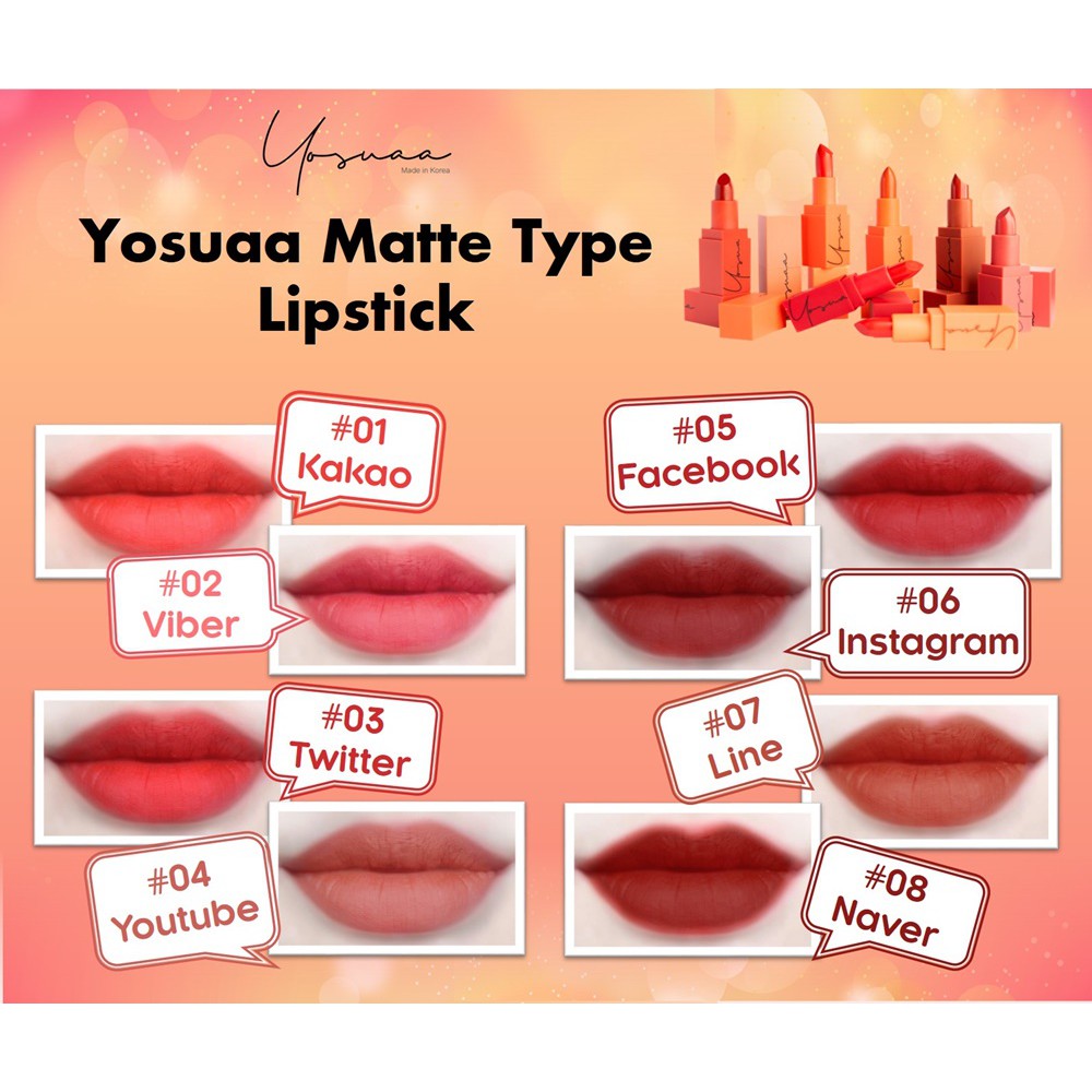 Son Thỏi Yosuaa matte Type Lipstick