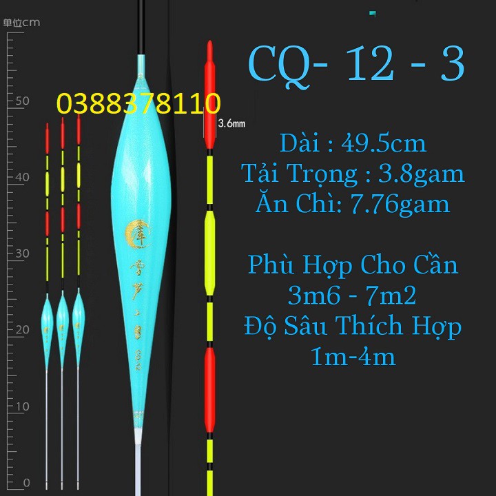 Phao Câu Đài Mã CQ-12 Săn Hàng Tăm Phao Siêu Dài Chống Mỏi Mắt