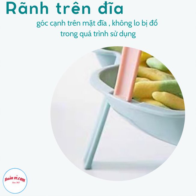 Bộ 3 khay đĩa đựng bánh kẹo Việt Nhật 5697 - Bộ khay đĩa xếp 3 tầng trang trí bàn ăn- Đĩa nhựa có 3 chân - 01472