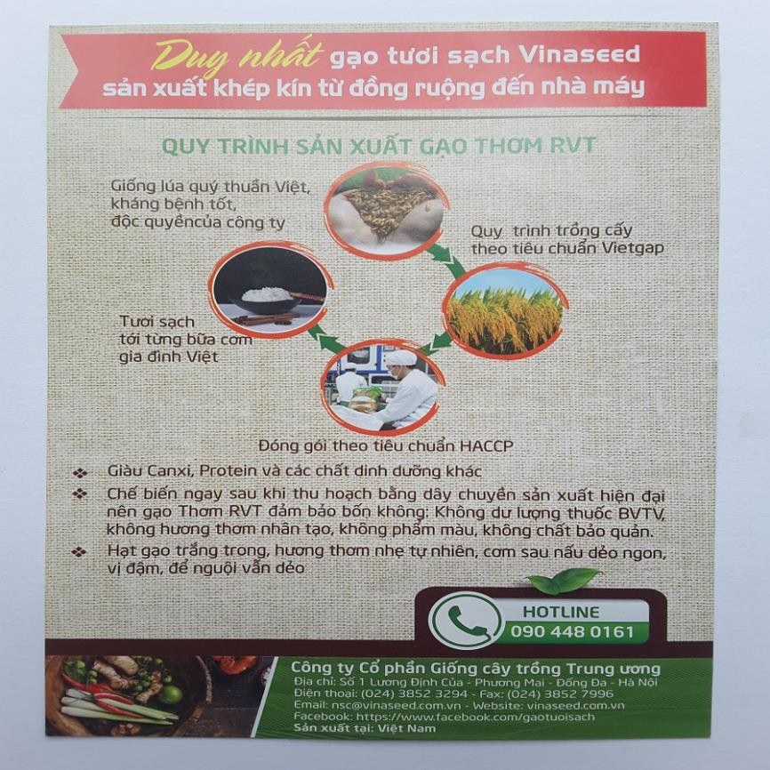 Túi 05 kg Gạo thơm RVT Vinaseed -Gạo ngon, thơm, sạch, gạo chất lượng cao