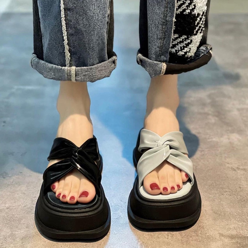 Dép đế cao nữ kiểu xoắn, dép quai nữ tôn dáng tôn chiều cao MAKKI SHOP