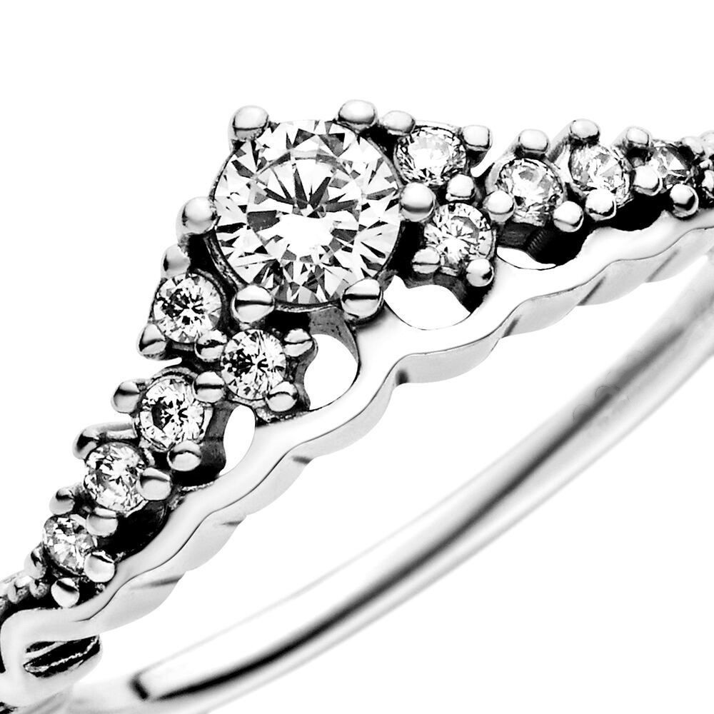 PANDORA Nhẫn Bạc 925 Hình Vương Miện Đính Đá Sang Trọng
