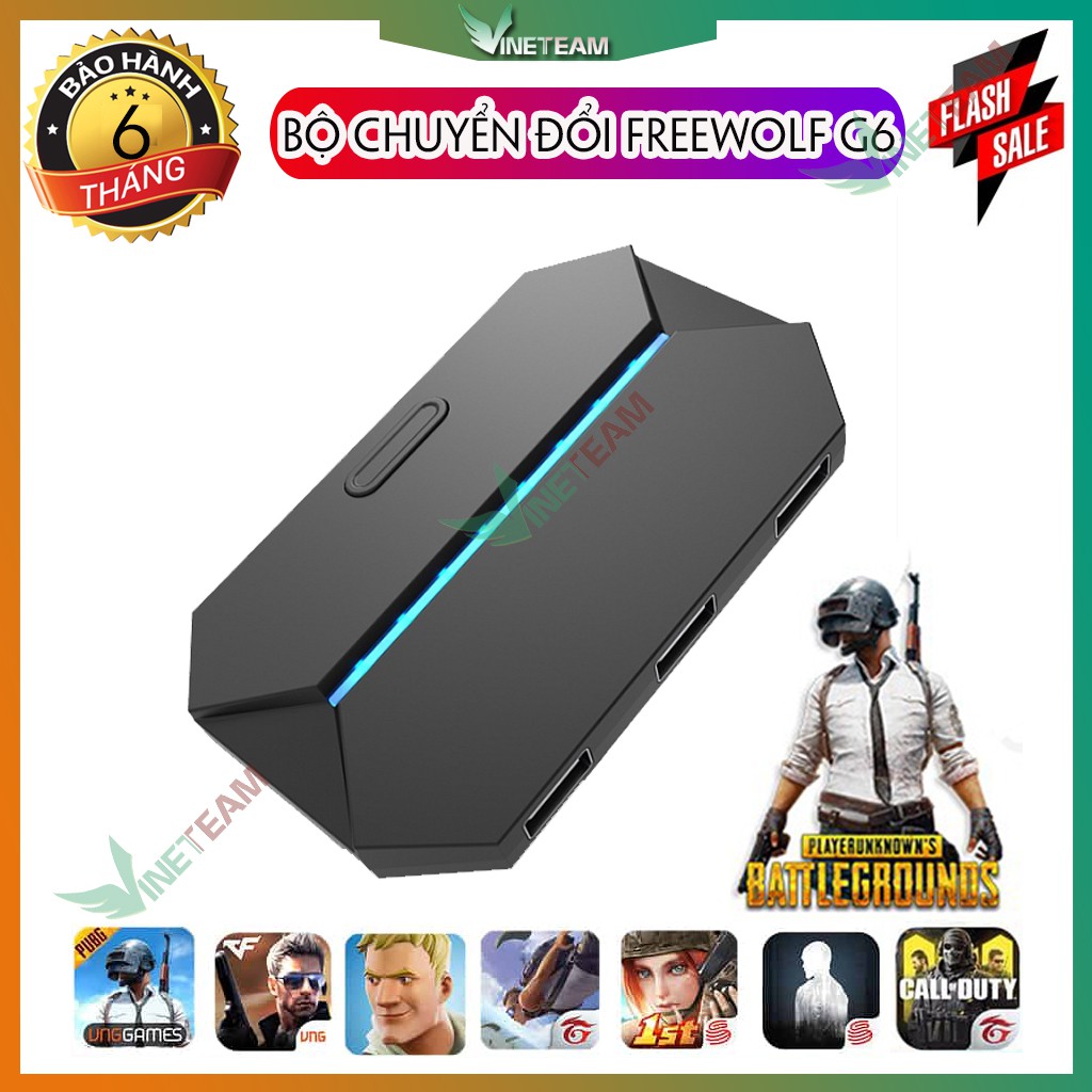 Bộ Chuyển Đổi FREEWOLF G6 hỗ trợ chơi game PUBG Mobile cho Android, IOS, iPad như PC-NK -dc4094