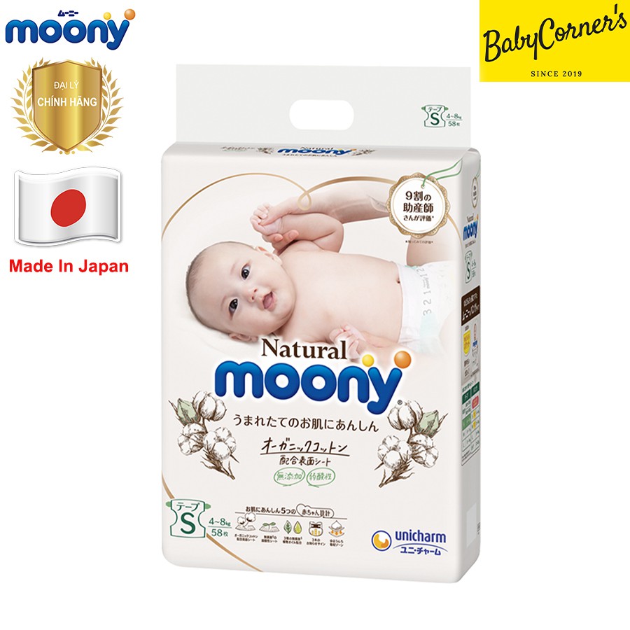 [CHÍNH HÃNG] TÃ DÁN/ TÃ QUẦN MOONY NATURAL NEWBORN 63, S 58, M 46, L 36, XL 32