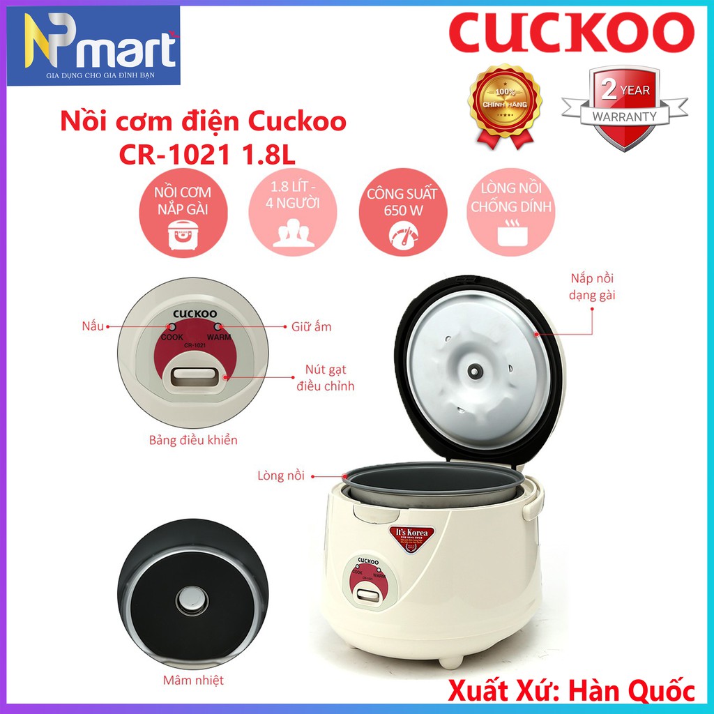 Nồi cơm điện Cuckoo CR-1021 1.8L
