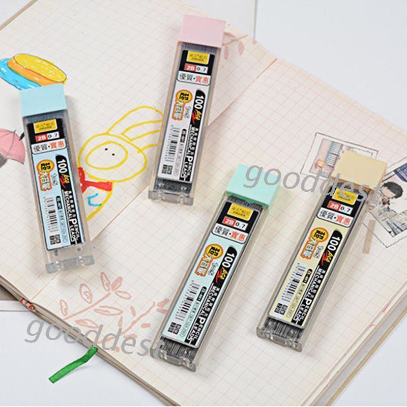 Hộp 100 ruột bút chì Graphite 2B bằng nhựa dành cho bút chì bấm