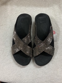 Dép fitflop quai chéo hạt đá