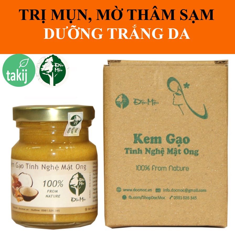 Kem gạo tinh nghệ mật ong Độc Mộc + Làm đẹp tự nhiên + Dưỡng trắng da - NPP Takij Việt Nam