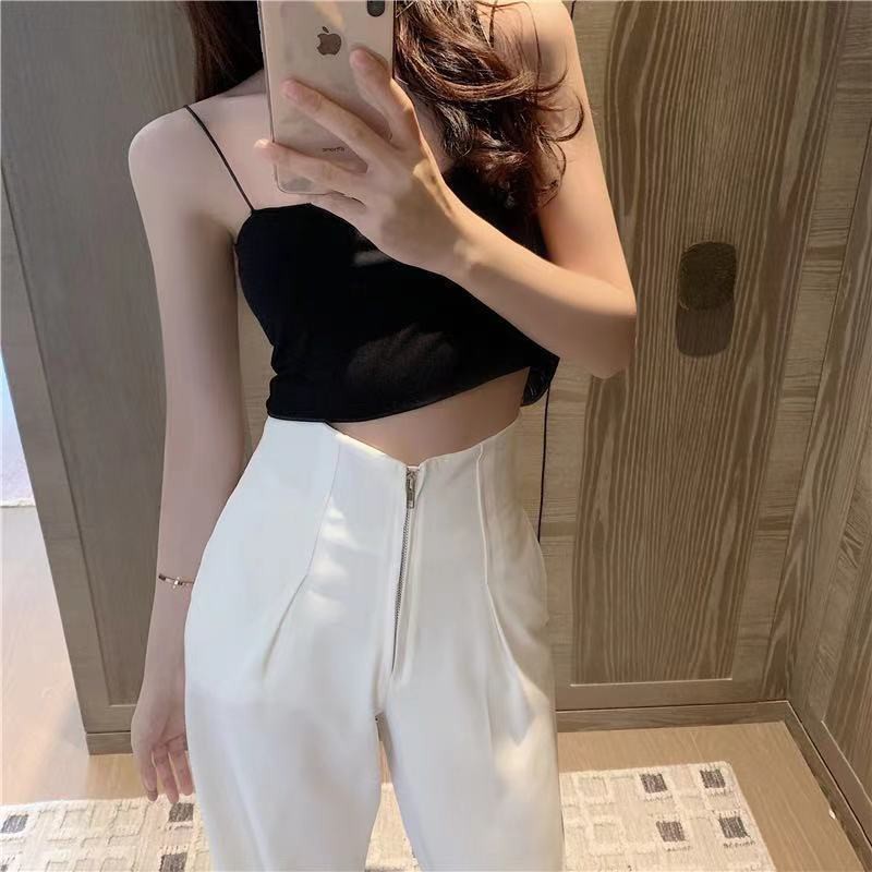 Quần ống rộng nữ khóa trước màu đen, trắng, hồng Quần ống suông nữ size từ s - xl