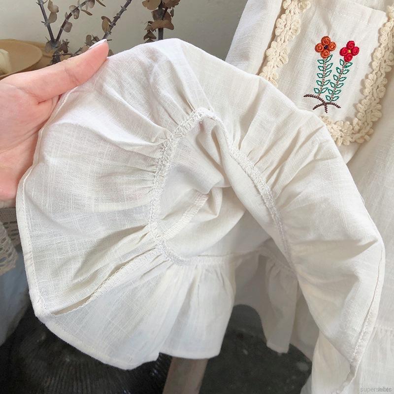 Đầm Cộc Tay Thêu Họa Tiết Đáng Yêu Hợp Thời Trang Dành Cho Bé 1-6 Tuổi