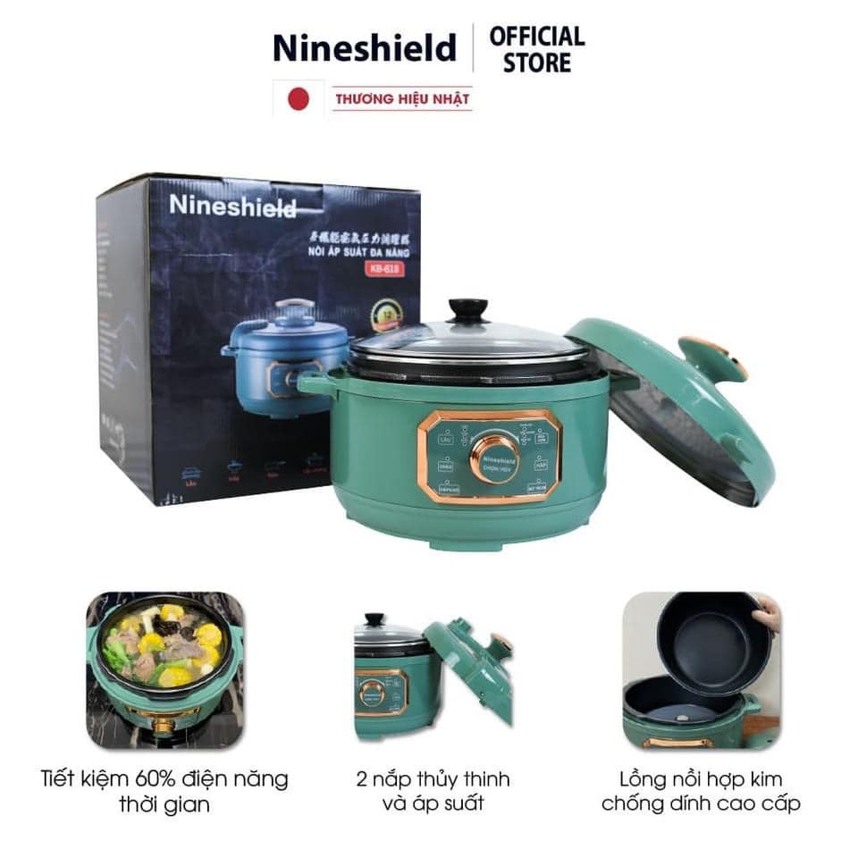 Nồi Áp Suất Nine Shield KB-618 Dung Tích 4 Lít Công Nghệ Mới Tiết Kiệm Điện Năng