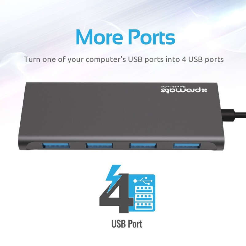 Bộ Hub chuyển đổi Promate Type-C sang USB 3.0 / Type-C / SD / MicroSD Đa Năng cho Surface