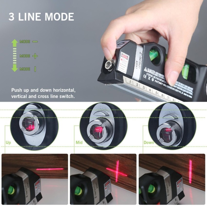 Thước Thủy Nivo Cân Mực Laser Đa Năng F2018 Fixit Laser Levelpro3 2 Tia Dọc Ngang + Tặng Kèm 3 Viên Pin