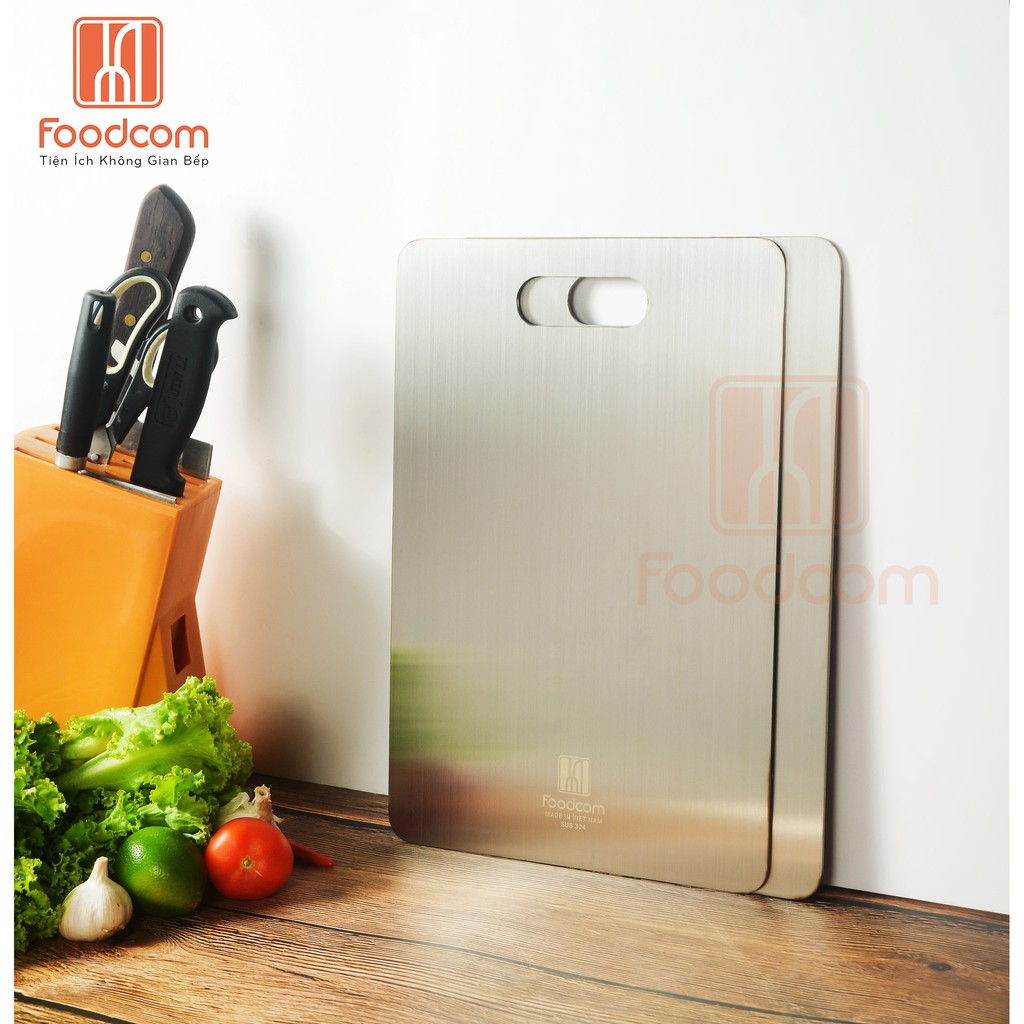 THỚT INOX FOODCOM 304 size 30x23cm - KHÁNG KHUẨN - Cao cấp CƯỜNG LỰC - CHỐNG ẨM MỐC – Không han gỉ