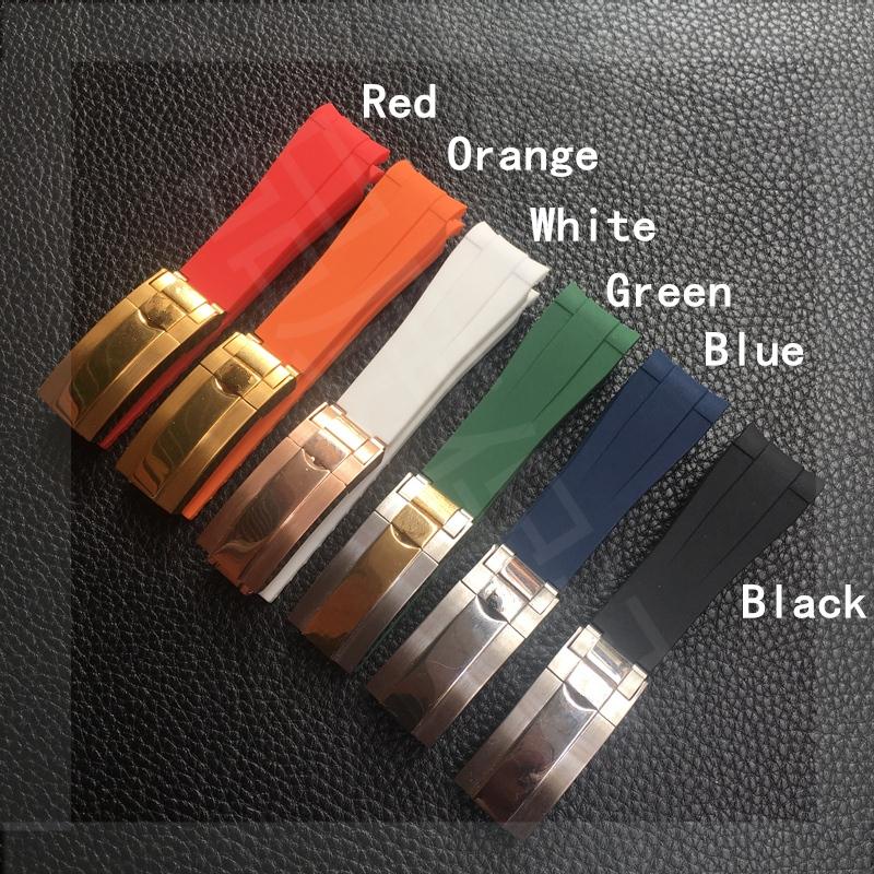 Dây Đeo Đồng Hồ Rolex Màu Đen-Xanh Lá Bằng Silicon Dành Cho Rolex Detona Explorer GMT20m