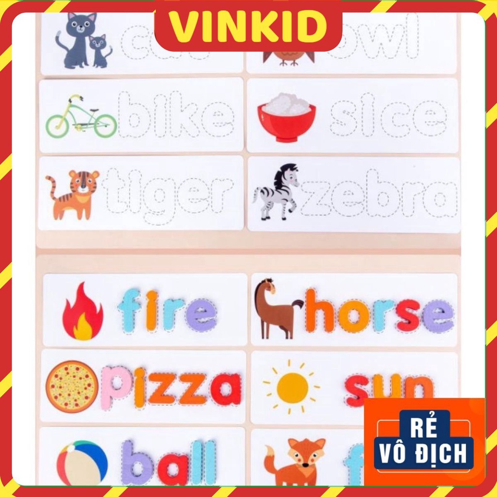 Thẻ học thông minh ghép chữ cái tiếng anh bằng gỗ cho bé tư duy đánh vần