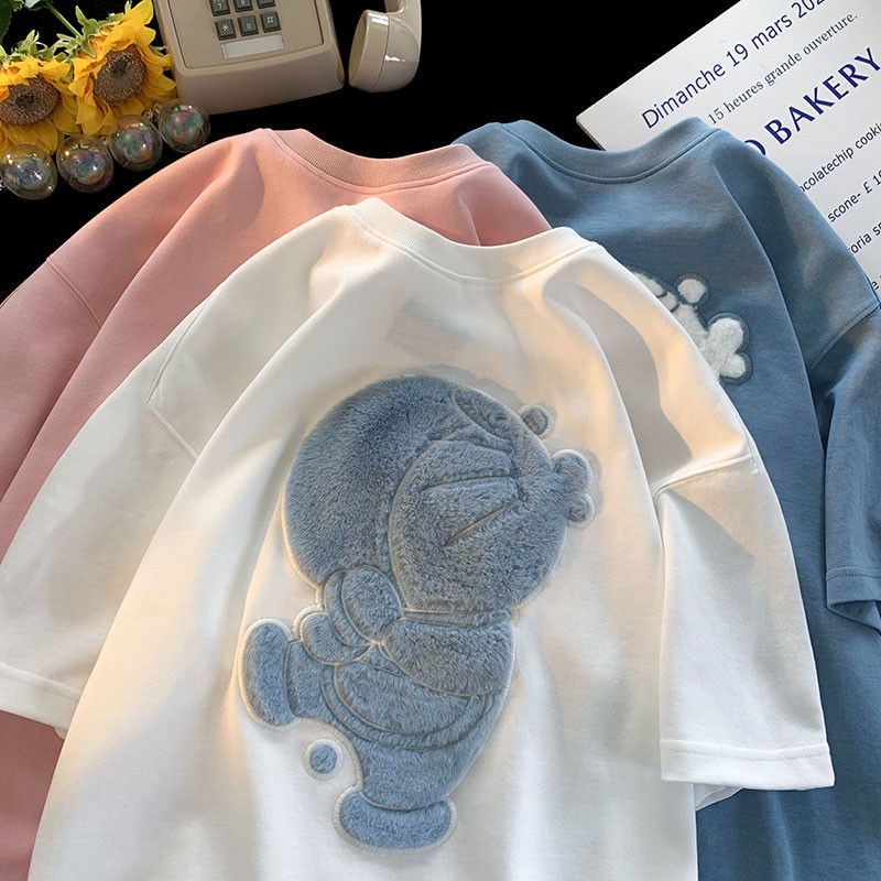 Jiashucheng Áo Thun Nữ Ngắn Tay In Hình Mèo Tinkerbell Thời Trang