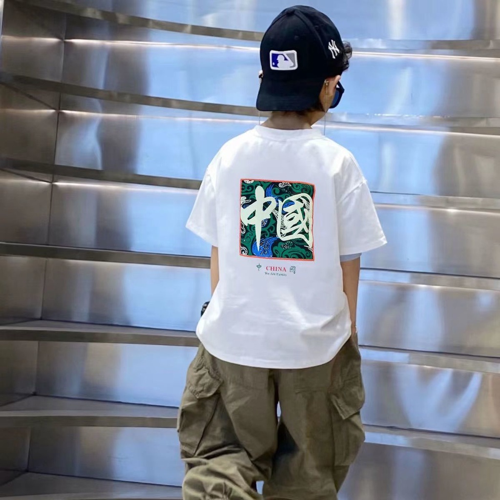 Áo Thun Cotton Tay Ngắn Phong Cách Phương Tây Thời Trang Mới Dành Cho Bé Trai