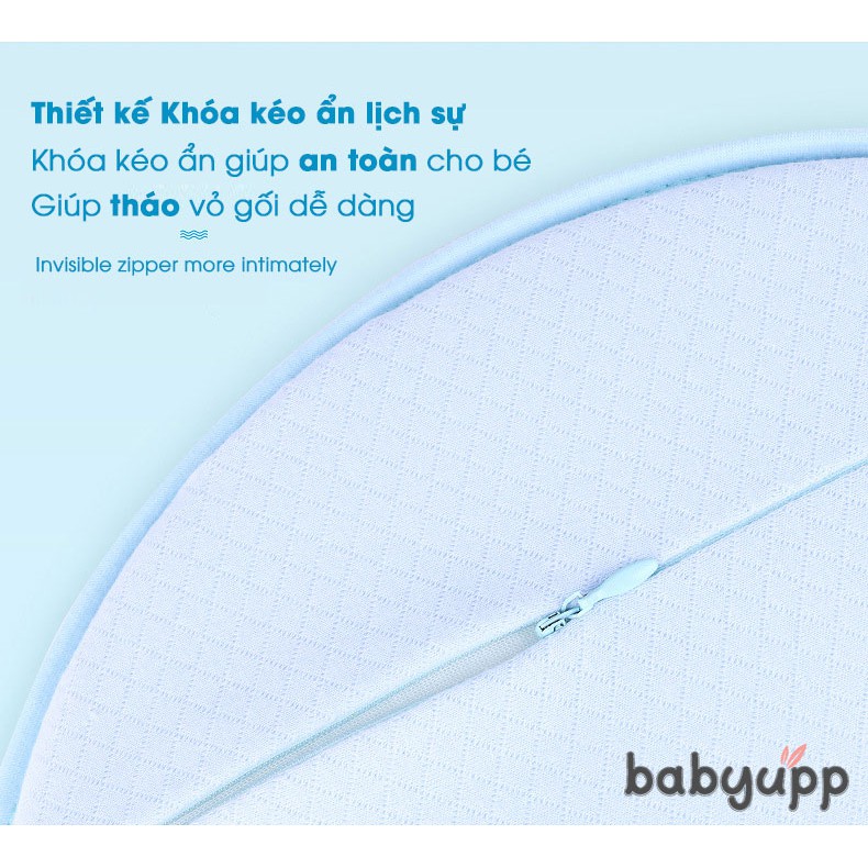 [Mã BMBAU50 giảm 7% đơn 99K] Gối cao su non cho bé Babyupp giúp chống bẹp đầu, méo đầu, nghẹo cổ cho trẻ sơ sinh