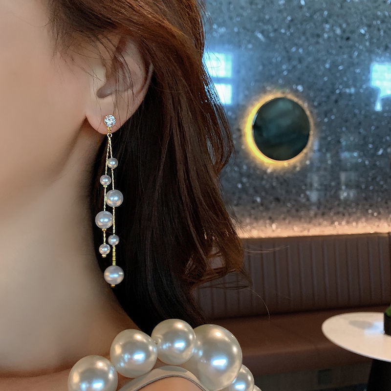 Bông Tai Dáng Dài Đính Ngọc Trai Thời Trang Sang Trọng Cho Nữ