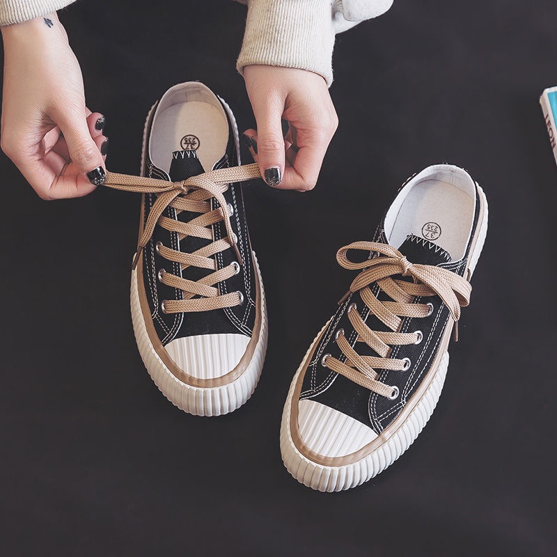 Giày thể thao vải canvas không gót 2022 dễ phối đồ hợp thời trang cho nữ