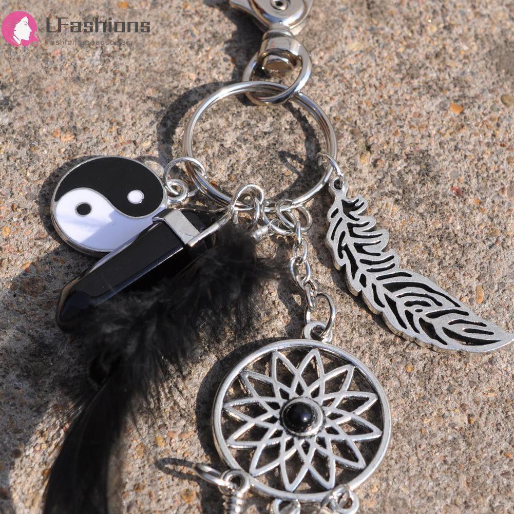 Móc Khóa Hình Dreamcatcher Phối Lông Vũ Thời Trang