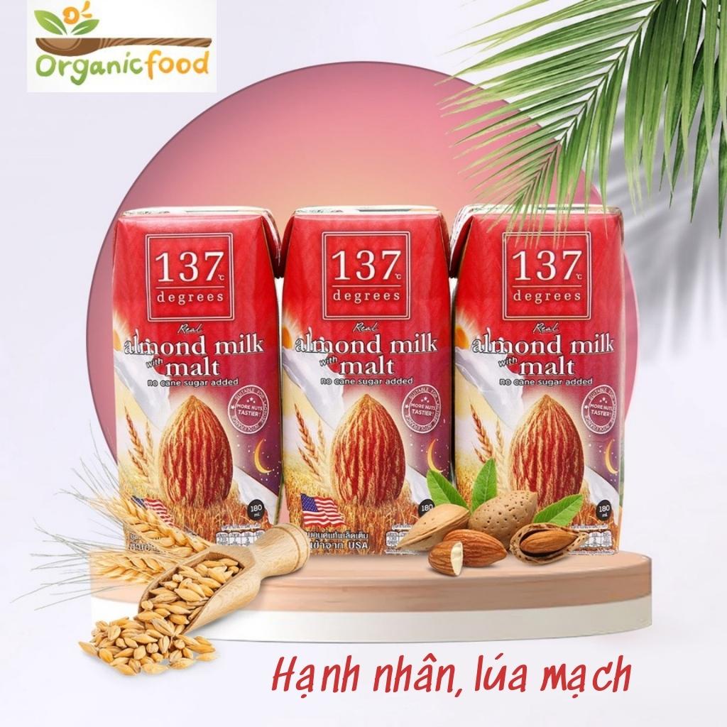 Sữa hạt óc chó, hạnh nhân nguyên chất 137 Degrees Thái Lan các vị- Hộp 180 ml, date mới