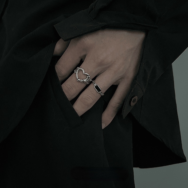 Nhẫn đeo tay họa tiết trái tim phong cách hip hop đơn giản thời thượng có thể tùy chỉnh 19a1373ins