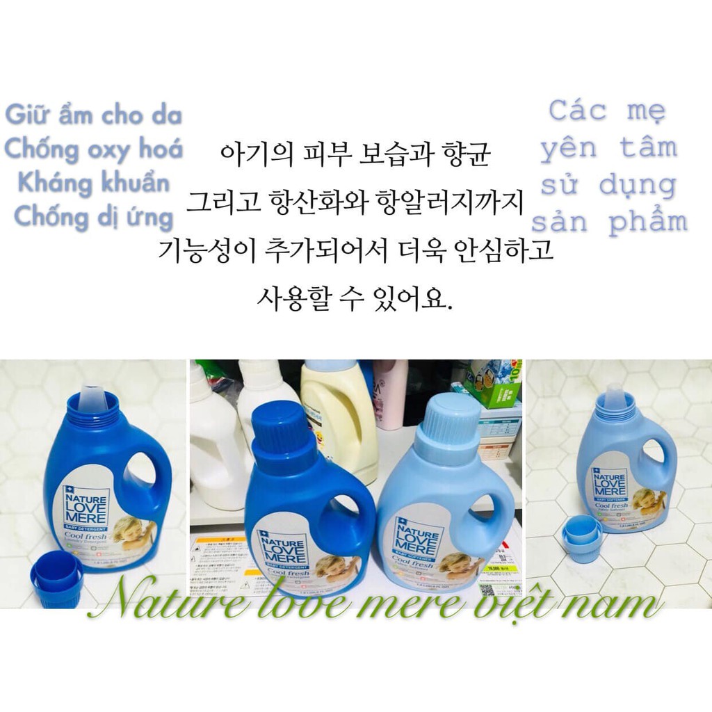 Nước giặt- xả Nature Love Mere CoolFresh cao cấp Hàn Quốc  tự nhiên an toàn- hương thơm dịu nhẹ