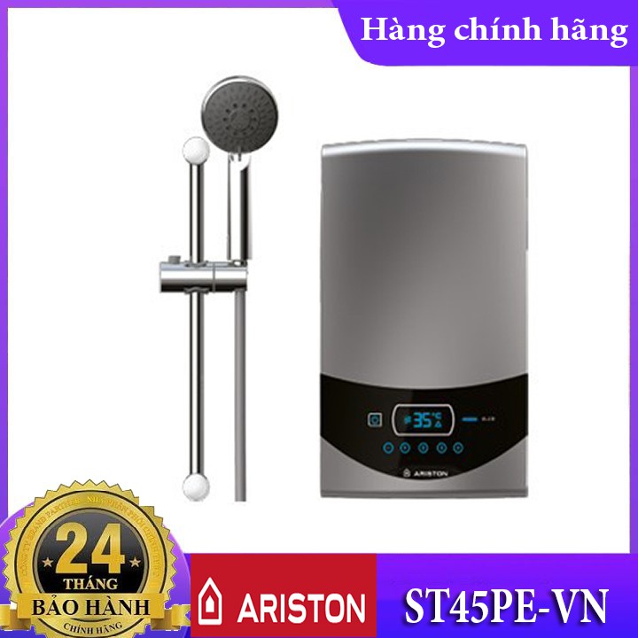 Máy nước nóng trực tiếp Ariston ST45PE-VN, bơm trợ lực, màn hình hiển thị, chống giật ELCB tích hợp