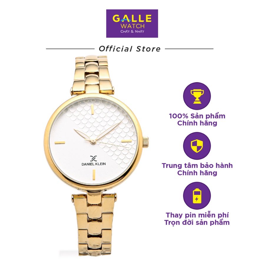 Đồng hồ dây thép không gỉ nữ cao cấp Daniel Klein DK.1.12556.4 chống nước, mặt số chạm nổi, thay pin miễn phí trọn đời