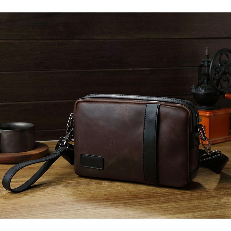 100% Crazy Horse Leather Man Bag Chất Lượng Cao Nam Clutes Túi Nam Đeo Ngang Túi