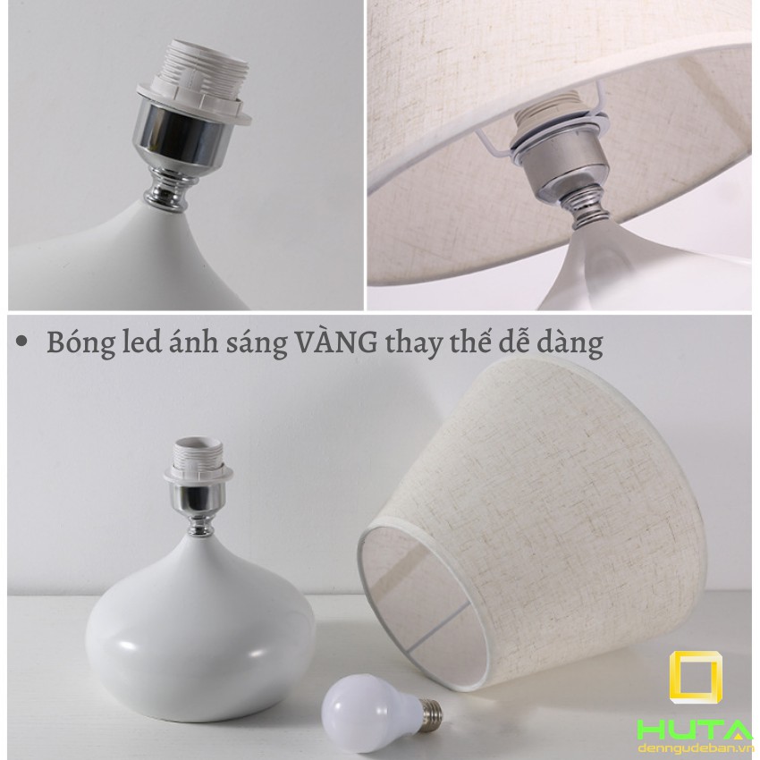 Đèn Ngủ Để Bàn Điều Chỉnh Độ Sáng Thân Thép, Ánh Sáng Led Vàng, Dùng Decor Phòng Ngủ, Đặt Đầu Giường, Mã T4