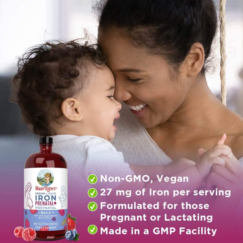 Sắt hữu cơ dạng nước cho mẹ bầu, mẹ sau sinh Mary Ruth’s Liquid Iron Supplement for Pregnant &amp; Postnatal 450ml