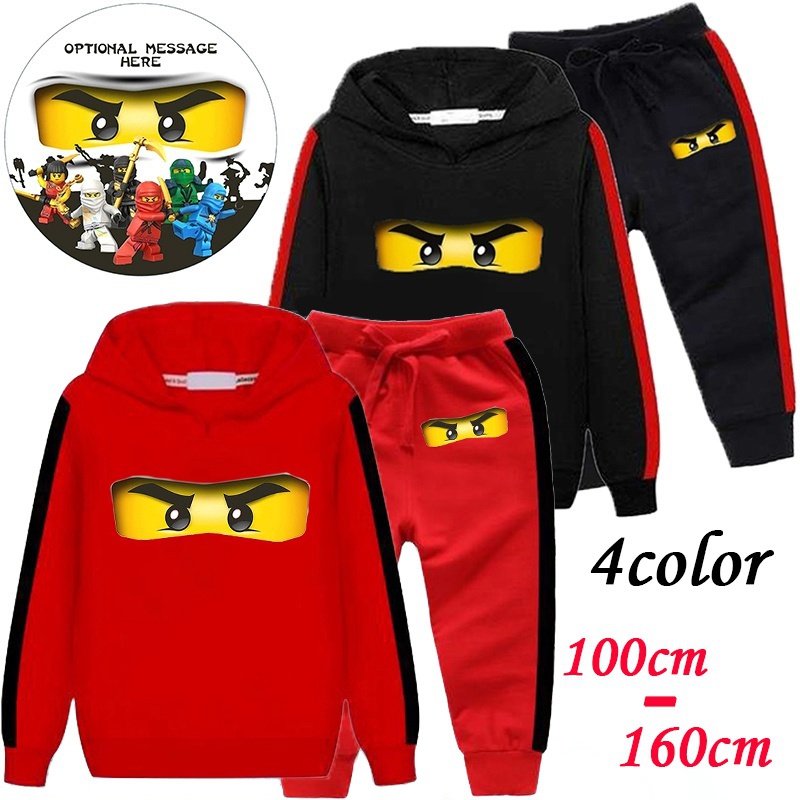Bộ áo hoodie có nón tay dài và quần dài phong cách LEGO Ninja cho trẻ em
