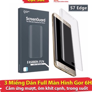 Bộ 3 dán Gor Full màn hình dẻo Galaxy S7 Edge chính hãng ( Full box)