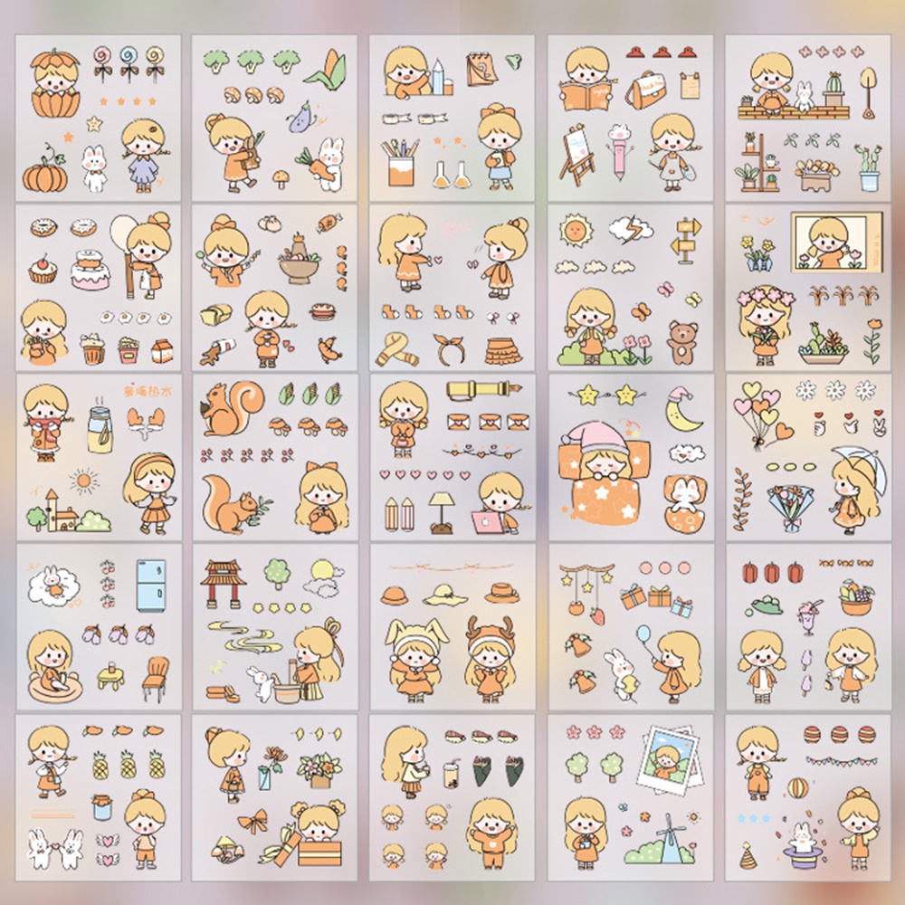 Bộ 100 miếng dán trang trí hình nhân vật hoạt hình dễ thương chống thấm nước cho hộp quà tặng 1