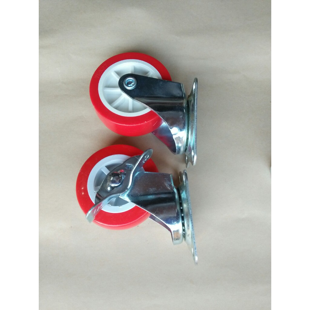 Bánh xe đẩy hàng màu đỏ 4cm, 5cm, 6cm, 7cm xoay 360 - Mituhome - Dùng trong chế tạo cơ khí, làm xe đẩy, chân tủ kính