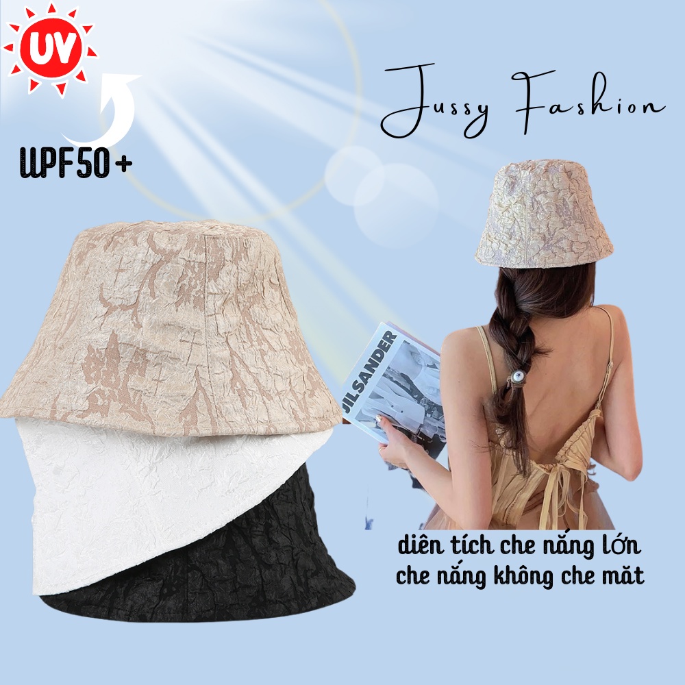 Mũ Bucket Phối Ren Mỏng Phong Cách Hàn Quốc Jussy Offcial Kiểu Nón Tai Bèo Vành Cụp Hot Trend