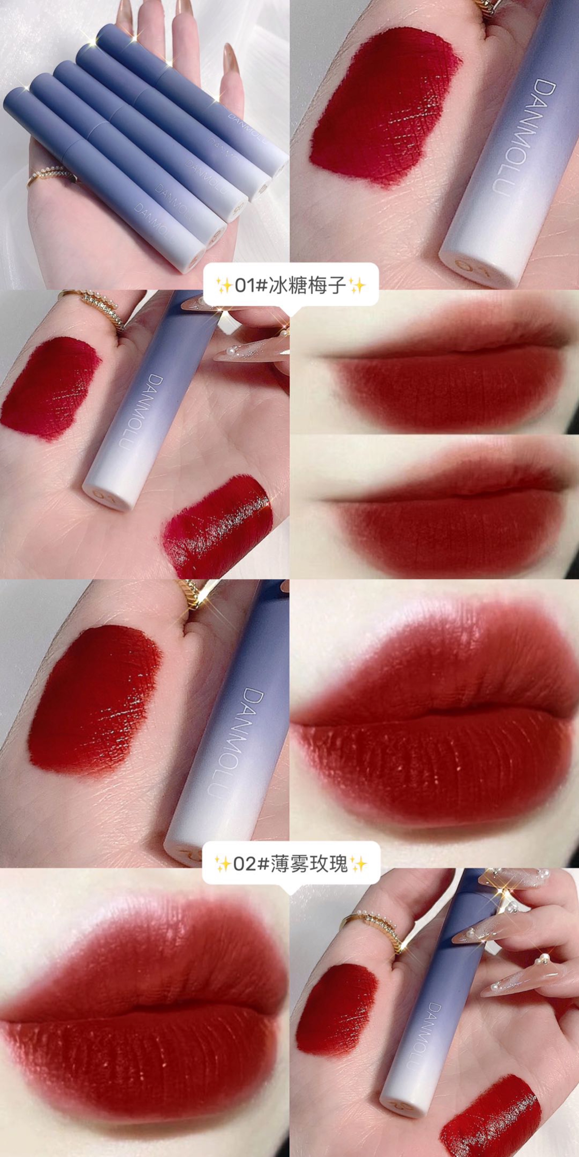 [Hàng mới về] Bộ 5 son kem lì DANMOLU mềm mịn lâu trôi dưỡng ẩm môi hiệu quả dành cho trang điểm | BigBuy360 - bigbuy360.vn
