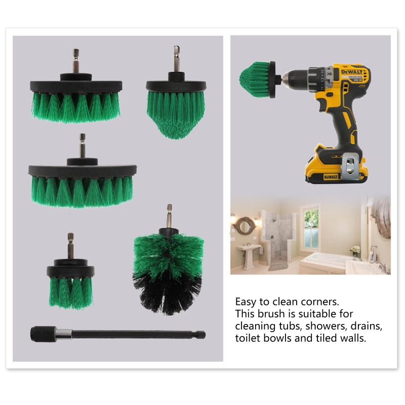 Set 6 Đầu Cọ Tròn Vệ Sinh Gắn Máy Khoan Điện Tiện Dụng
