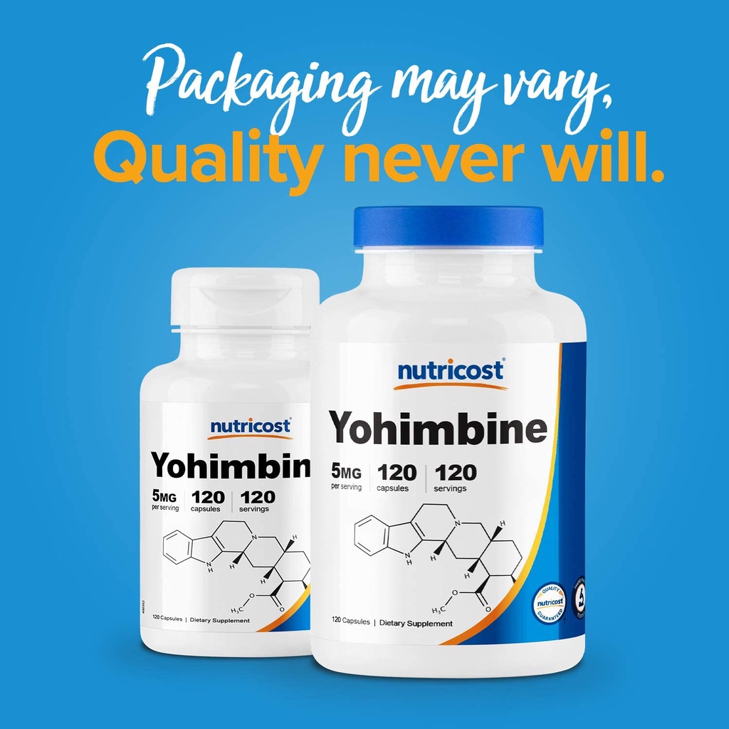 Nutricost Yohimbine HCL 5mg - Viên uống hỗ trợ giảm cân, tăng cường sinh lý và sức mạnh 120 viên
