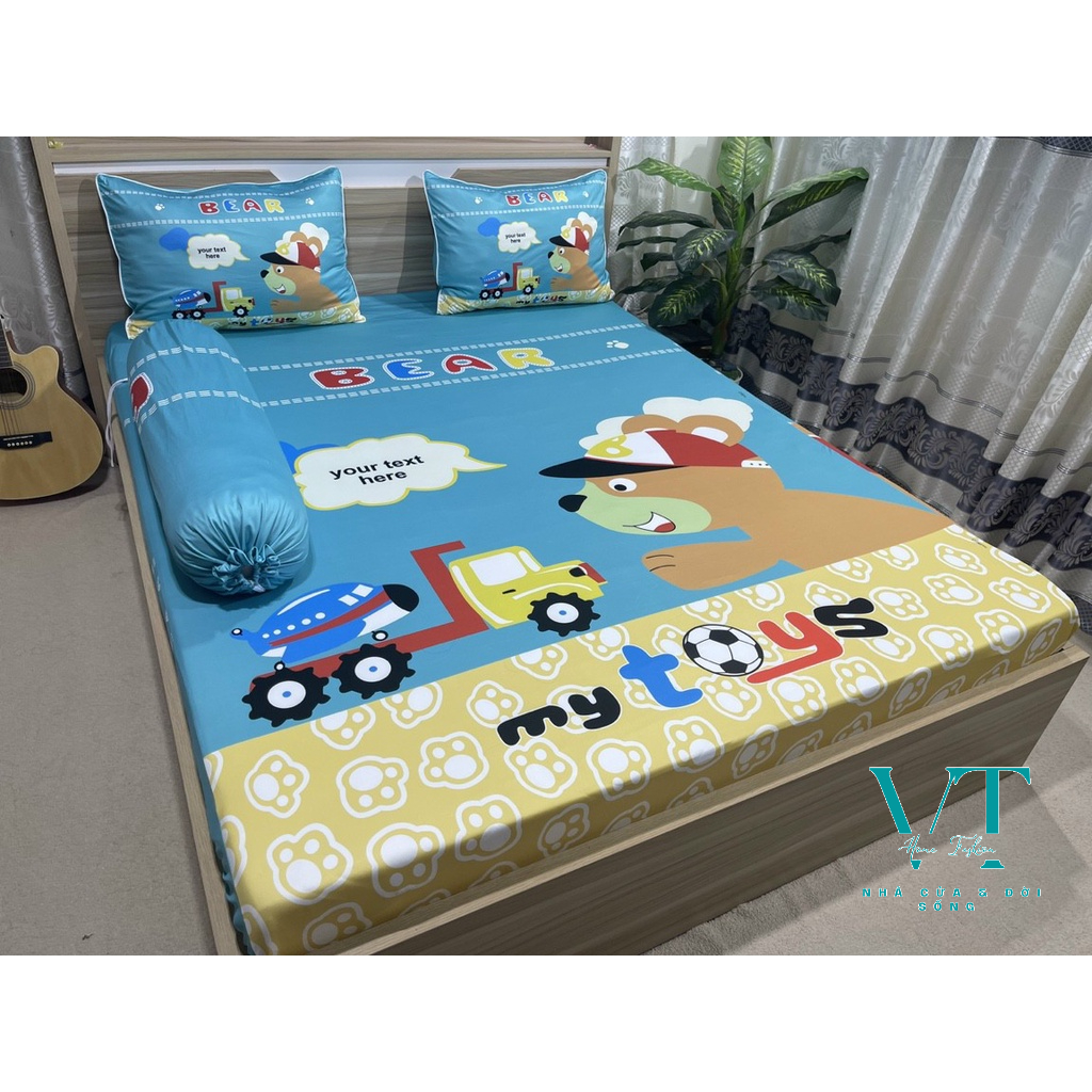 Bộ Chăn Ga Thun 5D Ý Cartoon